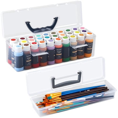 Geelin 1 Set Clear Paint Storage Box with Brush Holder, 30 Bottles
