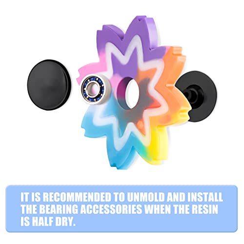 NiArt Fidget Spinner Silicone Resin Mold Kit, 9 Molds, 10 Bearings Set - size: 9 Molds (D)+ 10 BLACK Bearings