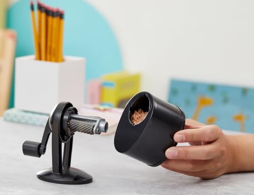 Bostitch Office Wall Mount Manual Pencil Sharpener, 8 Hole Dial, 6X Longer Cutter Life, Vertical or Horizontal Mounting, Black