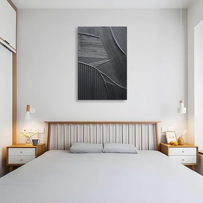 Art 36x24 inch Hand-Painted Pure Black Texture Oil Painting Modern Abstract Art Home Office Wall Decoration Painting - color: Yi100