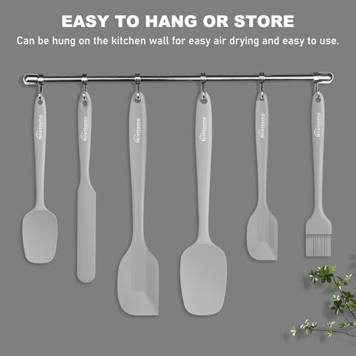 NileHome 6 Pieces Silicone Spatula Set with Silicone Brush,Mixing-Grey - color: Gray