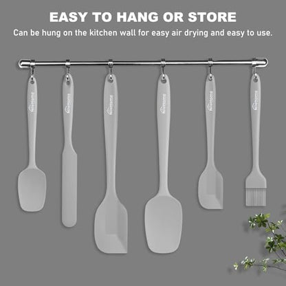 NileHome 6 Pieces Silicone Spatula Set with Silicone Brush,Mixing-Grey - color: Gray