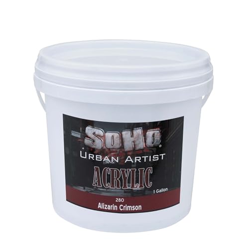 Soho Urban Artist Heavy Body Acrylic Paint, Alizarin Crimson - 1 Gallon, Acrylic Paint Set for Artists, Thick & Creamy, Excellent Coverage, Permanent Water-Resistant Film - color: Alizarin Crimson, size: 128 Ounce (Pack of 1)