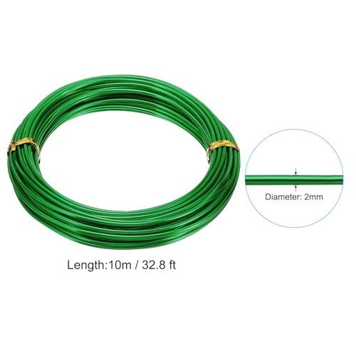 PATIKIL 32.8ft Aluminum Wire, 1pcs Jewelry Wire Aluminum Craft Wire 2mm 12 Gauge Wire Metal for Jewelry Making Beading Crafting Pendants Art, Green - color: Green, size: 2mm