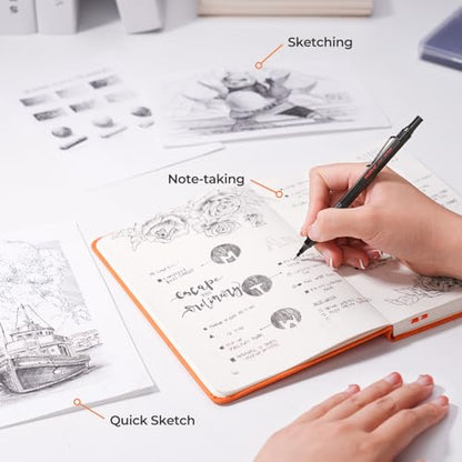 Nicpro Black Art 5PCS Mechanical Pencil Set, Metal Drawing With Lead Eraser - color: Black, style: 0.3 0.5 0.7 2.0