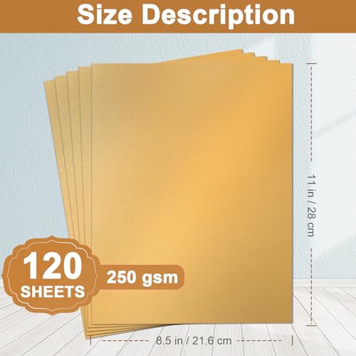 Silunkia 120 Sheets Gold Shimmer Cardstock 8.5 x 11 Crafting Paper 92lb | Thick Paper Card Stock for Birthday Decorations, DIY Cards Making, Greeting Cards, Wedding Invitations - color: Gold, size: 120 Sheets