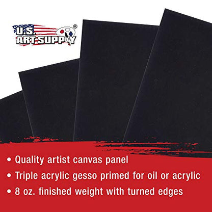 U.S. Art Supply 12 X 12 Inch Black Art Canvas Board Panels 6 Pack - 8 Ounce Heavyweight Cotton Acid Free Canvases for Painting Acrylics and Watercolor (1 Case of 6 Single Canvas Painting Panels) - size: 12" x 12"