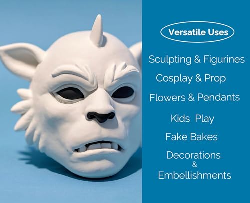 BOHS Foam Clay, White Air Dry Modeling Clay, 1.1 lb | Soft, lightweight; crack-free finish; EVA and polystyrene foam details; cosplay props, figurines, fake bakes and slime making - color: White, size: 500 g