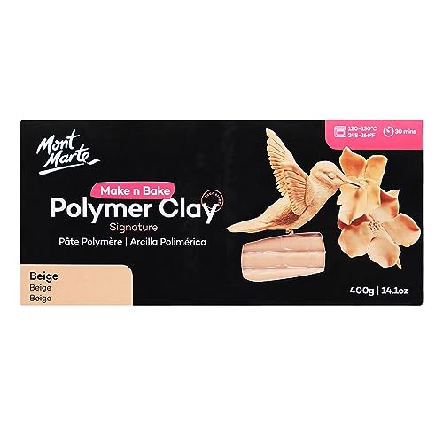 Mont Marte Make n Bake Polymer Clay 400gm Block - Beige - color: Beige, size: 14.1oz