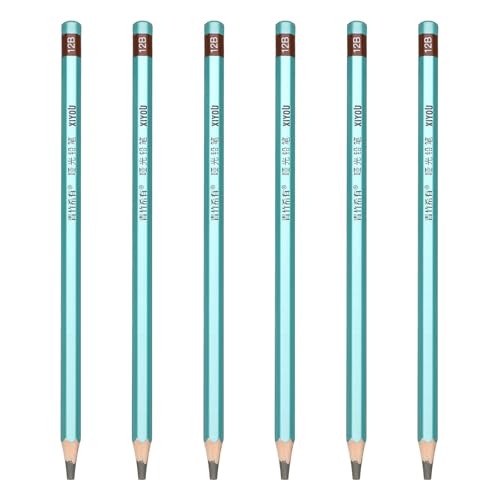 PATIKIL 12B Drawing Pencils for Sketching, Set of 6 Hexagonal Graphite Sketch Pencils Professional Sketching Art Supplies for Drawing Shading Writing Art Artists Beginners, Black - style: 12B