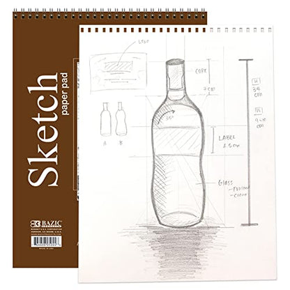 BAZIC Products Spiral Sketch Pad, Top Bound, 9 x 12 in, 30 Sheets, 2-Pack - color: 30 Sheets - 9"x12", size: 2-Pack