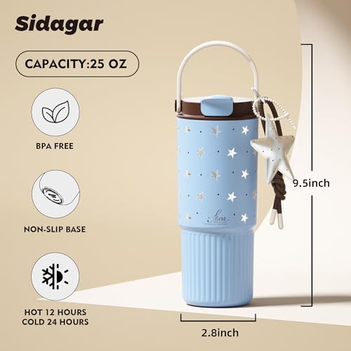 26 oz Insulated Stainless Steel Tumbler with Straw & Handle Star - color: Starry Blue
