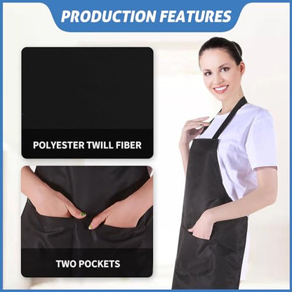 8/12/24 Pack Plain Bib Aprons Bulk, Black Commercial Apron with 2 Pockets, Unisex Apron for Adults Painting BBQ - color: 12 Pack