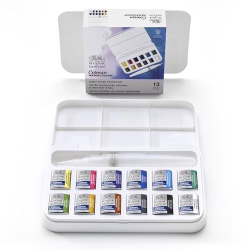 Winsor & Newton Cotman Watercolor Paint Set, 12 HP Water Brush Pocket Set - style: 12 Half Pan Water Brush Set