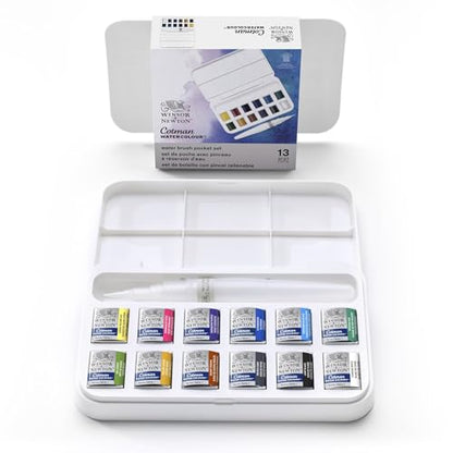 Winsor & Newton Cotman Watercolor Paint Set, 12 HP Water Brush Pocket Set - style: 12 Half Pan Water Brush Set