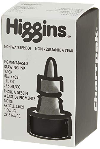 Higgins Pigmented Drawing Ink, Black, 1 Ounce Bottle (44021) - color: Black