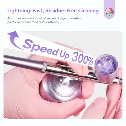 SAVILAND 500ML Airbrush Cleaner: 10s Instant Cleaning Makeup Brush Ceaner Large Capacity Odor Free Precision Bottle for Water-Based Acrylic Paint Airbrush Gel Nail Polish Clog Removal Salon