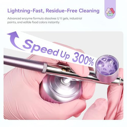 SAVILAND 500ML Airbrush Cleaner: 10s Instant Cleaning Makeup Brush Ceaner Large Capacity Odor Free Precision Bottle for Water-Based Acrylic Paint Airbrush Gel Nail Polish Clog Removal Salon