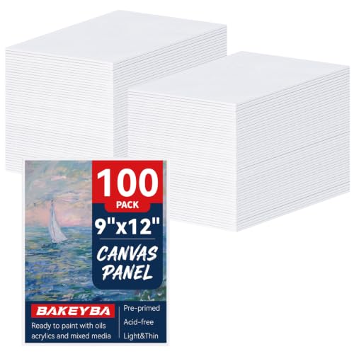 100 Pack 9x12 Inch Canvas Boards for Painting, Canvas Panels, 100% Cotton - size: 9"x12"- 100pcs