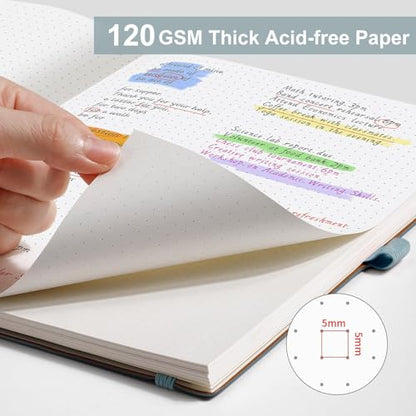AHGXG Dotted Journal, 120 GSM Paper, 96 Pages, B5 (7.6'' X 10'') - color: Gray Blue, style: B5-Dotted-120G