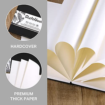 Sketchbook - Hardcover Sketch Pad, 8.5" x 11",Sketch Book 58 Sheets | Durable Sketch Book for Professional Adults, Artists and Amateurs, 68 lb/110 GSM, Use with Pens, Pencils, Sketching Stick
