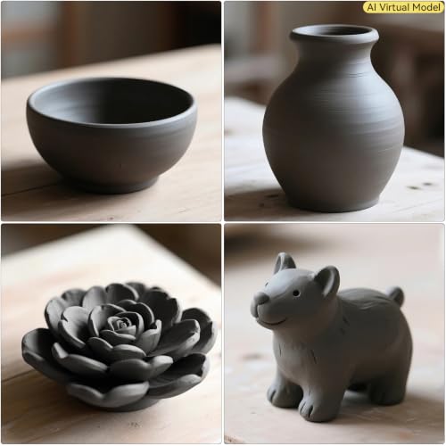 VIBRATITE 10LB Air Dry Clay, Dark Gray Modeling Pottery Clay Bulk | Easy to Shape for Hand Building, Wheel Throwing, Sculpting, DIY Crafts, Classroom Art Projects, Ideal for Beginners & Artists - color: Dark Gray