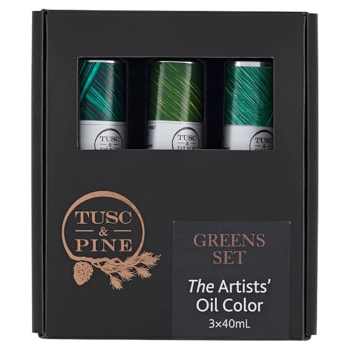 Tusc & Pine Artist Oil Paint - Greens, Set of 3 40 ml, Non-Yellowing, Rich & Creamy Consistency, Maximum Pigment Load, Small Batch Milled Oil Paints Made in the USA for Professional Artists - color: Greens, size: 40 ml (Set of 3)
