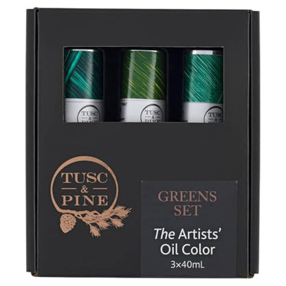 Tusc & Pine Artist Oil Paint - Greens, Set of 3 40 ml, Non-Yellowing, Rich & Creamy Consistency, Maximum Pigment Load, Small Batch Milled Oil Paints Made in the USA for Professional Artists - color: Greens, size: 40 ml (Set of 3)