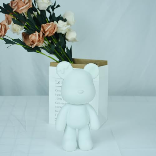 Fluid Bear Painting Figurine, DIY Bear Figure for Home Decoration (8 Inch, Blank Mold) - size: 8 Inch