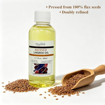 Refined Linseed Oil 2.7oz – Artist Grade for Thinning Oil Paints | Slows drying time.Increases gloss & transparency.Ideal oil paint medium for artists.Smooths brushwork.Enhances color depth