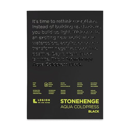 Stonehenge Aqua Black Medium Weight Medium Weight Pad, 140lb, Coldpress, 10 x 14 Inches, 15 Sheets for Wet and Dry Media - size: 10 x 14