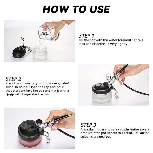 Langlengtec Airbrush Cleaning Pot Glass Jar Bottle Ideal for Air Brush Clean and Holder