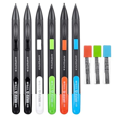 M&G 6 Pack Mechanical Pencils with Erasers 1.8mm, 3 Tubes of Lead Refills, Bulk Mechanical Pencils for School Supplies, Teacher Supplies, Drawing Pencils, Sketching Pencils