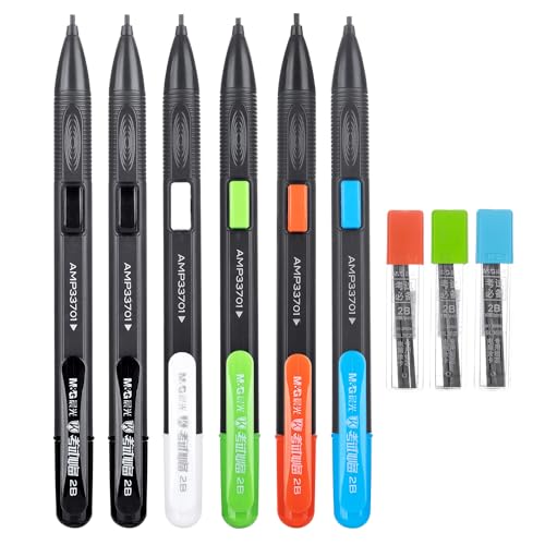 M&G 6 Pack Mechanical Pencils with Erasers 1.8mm, 3 Tubes of Lead Refills, Bulk Mechanical Pencils for School Supplies, Teacher Supplies, Drawing Pencils, Sketching Pencils