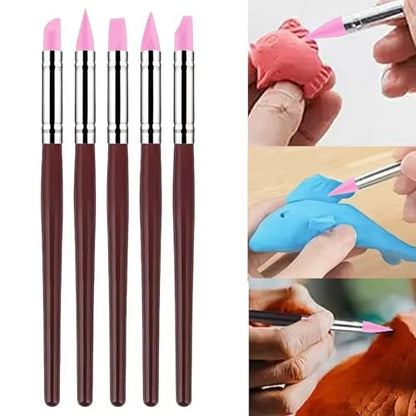 30Pcs Clay Sculpting Tool Set, Polymer Clay Kit with Silicone Sculpting Brushes, Wooden Carving Tools, Ball Stylus, Dotting Pens & Smoothing Sponge, Multi-Function Craft Tools for Pottery, Ceramic - color: 30Pcs
