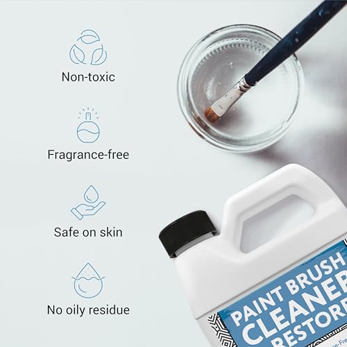 IMPRESA Oil Paint Brush Cleaner - Acrylic Paint Cleaner & Brush Restorer - Odorless Water-Based Formula - 32 Fl Oz