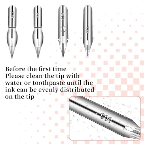 Piriuuo 14 Pcs Dip Pen Set Nib Pen Holder Comic Pen Nib Set G Pen Ink Nib Calligraphy Pen Nibs Wooden Drawing Pen Holder with Stainless Steel Pen Nibs Dip Pens for Writing, Painting, Signing