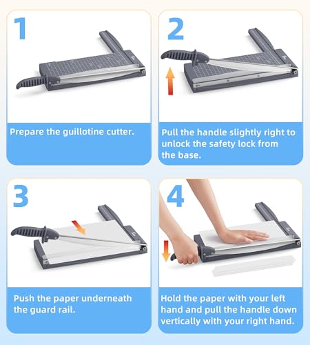 Firbon 12" Guillotine Paper Cutter with Hidden Ruler, Compact Paper Trimmer | 12-Sheet Capacity | Gray | Dual Scales | Paper, Cardstock & Photo Trimming | Scrapbooking Crafts | Office, Home & Studio Use - color: Gray