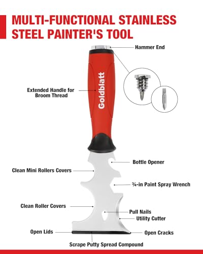 Goldblatt Drywall Hand Tool Kit | 14 in 1, 6 Pieces Stainless Steel Joint Knife, Taping Knives, Paniter Scraper, Mud Pan
