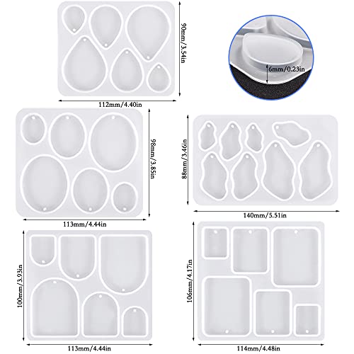 SENHAI 12 Pcs Resin Jewelry Molds with 340 Pcs Earring Accessories, Variety Size Earring Resin Molds with Hole, Resin Earring Molds Silicone for Making Jewelry, Earrings, Pendants