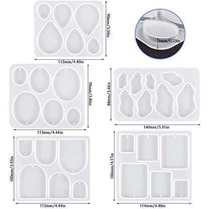 SENHAI 12 Pcs Resin Jewelry Molds with 340 Pcs Earring Accessories, Variety Size Earring Resin Molds with Hole, Resin Earring Molds Silicone for Making Jewelry, Earrings, Pendants