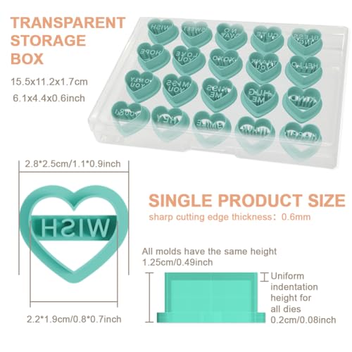 20pcs Heart Shape Polymer Clay Cutter Set with Inspiring Words Clay Cutters for Jewelry Making - color: Inspiring Words