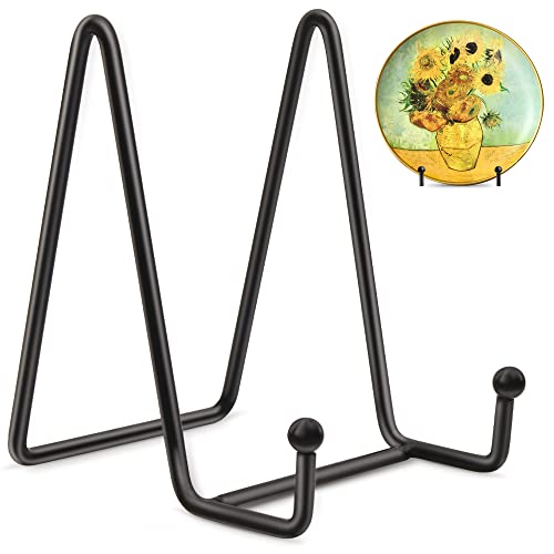 Mocoosy 2 Pack 4 Inch Plate Stand for Display, Black Iron Display Stands | Plate Holder Display Stands Metal Frame Holder Stands for Pictures, Photo, Decorative Plate Dish and Tabletop Art - color: Black, size: 4 Inch