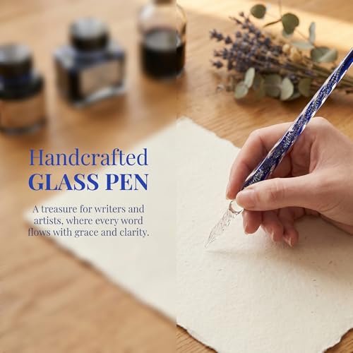 3 Pack Handmade Glass Dip Pen Set, High Borosilicate Crystal Calligraphy Glass Pens for Writing, Drawing, Decorative Art, Signature Pen Gift for Artists, Teens, Women and Men