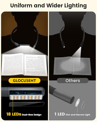 Glocusent Bendable Neck Light, 100 Hours Reading Light for Book Lover Gifts - color: Gray