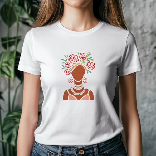 2Pcs Flower African American Lady Stencils for Painting, 11.69"x8.27"Plastic Floral African Women Face Stencil Drawing Templates, DIY Craft Paint Templates for Wall Home Decor Wood Burning Canvas - style: Lady