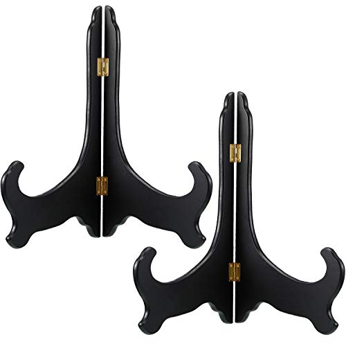Tatuo 2 Packs Wooden Plate Stands for Display, Plate Holder Display Stand, Picture Frame Stand Easels, Tabletop Art Holder, Book Dish Decorative(12 Inch,Black) - color: Black, size: 12 Inch