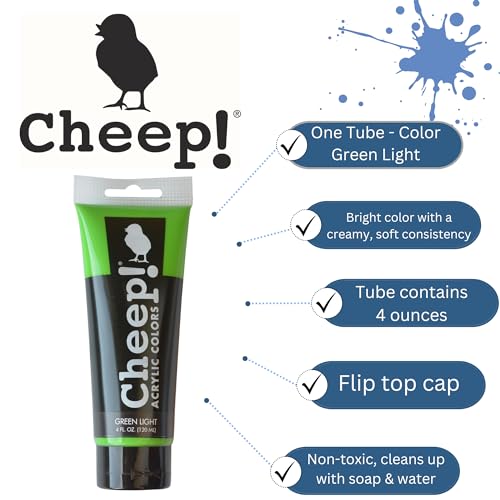 Cheep! Acrylic Paints, 4 oz. Tube - Green Light, Perfect for Artists - Quality Acrylic Paint Heavy Body Paint Artist and Student - color: Green Light