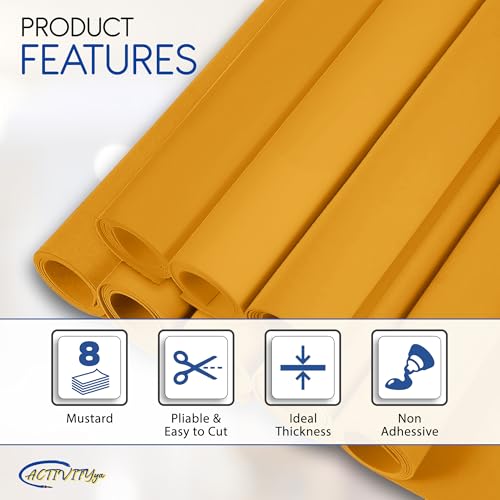 Mustard EVA Foam Sheets, 6 x 9 Inch, 2mm Thick – Foam Paper for DIY Arts and Crafts, School Projects, and More – 8 Pack - color: Mustard