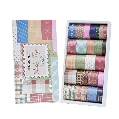 Neutral Washi Tape Set 24 Rolls,Decorative Masking Tape for Junk Journal, Scrapbooking Supplies, DIY Crafting Supplies - style: Neutral